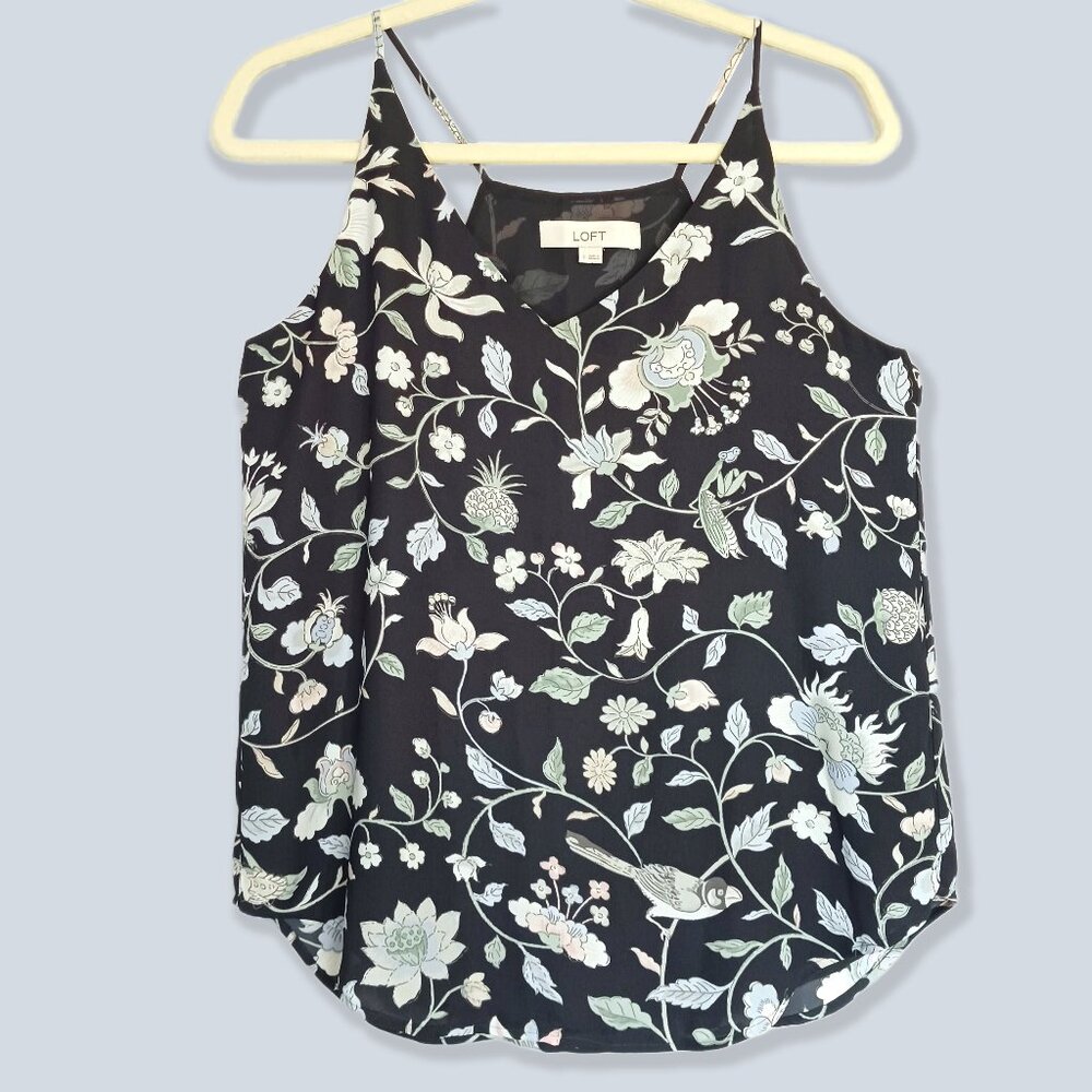 Loft Spaghetti Strap Floral & Animal Print Top, Size S